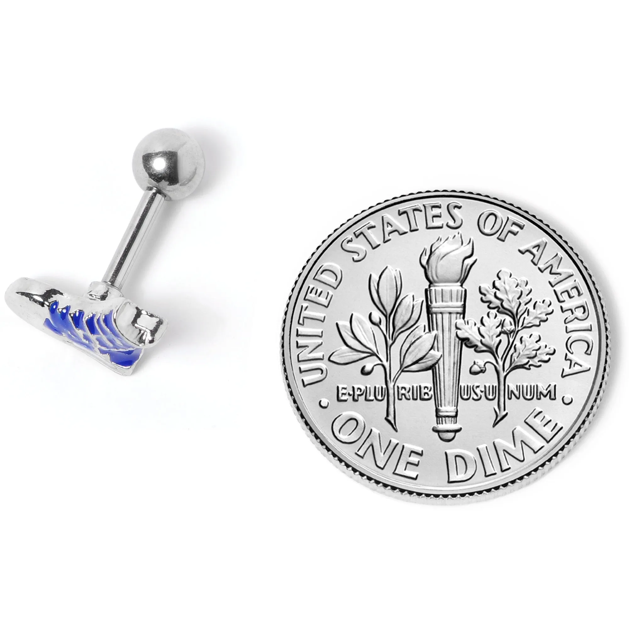 16 Gauge 1/4 Blue High Top Sneaker Cartilage Tragus Earring