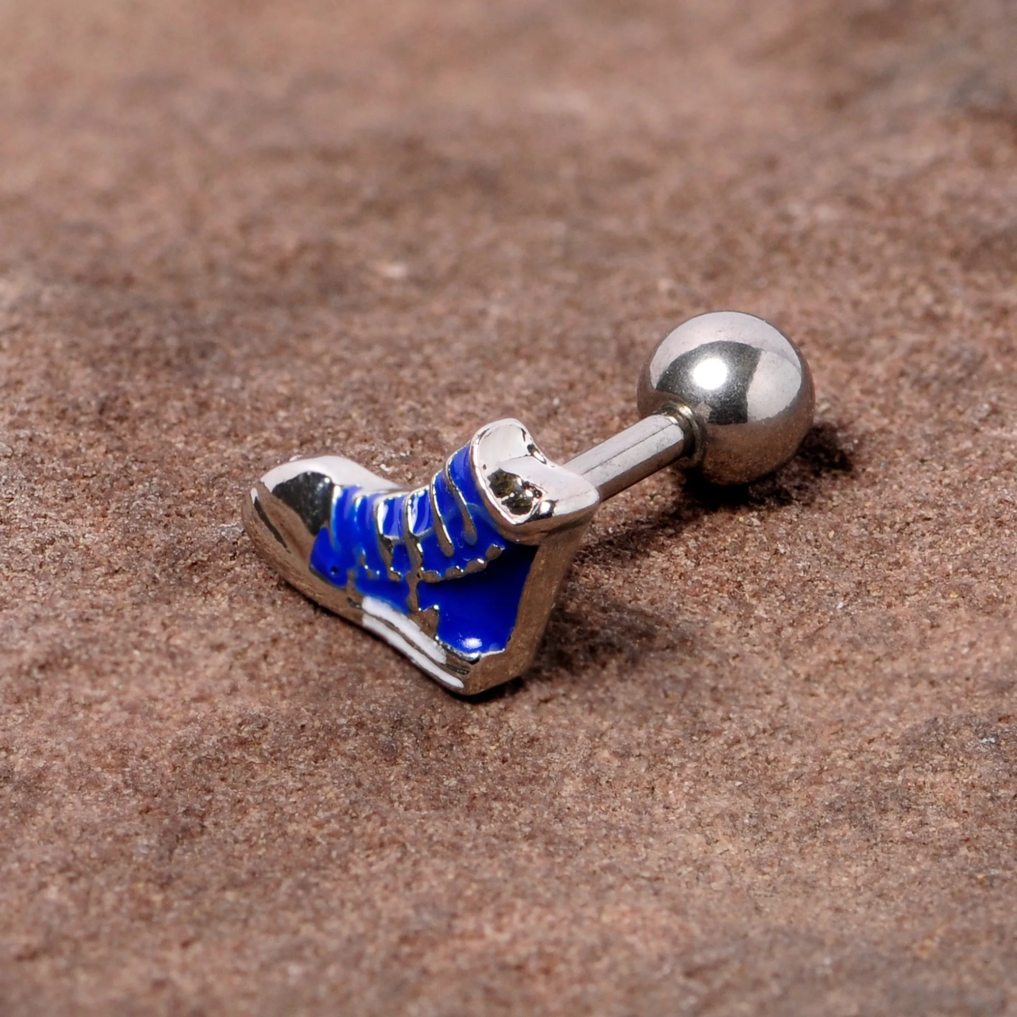 16 Gauge 1/4 Blue High Top Sneaker Cartilage Tragus Earring