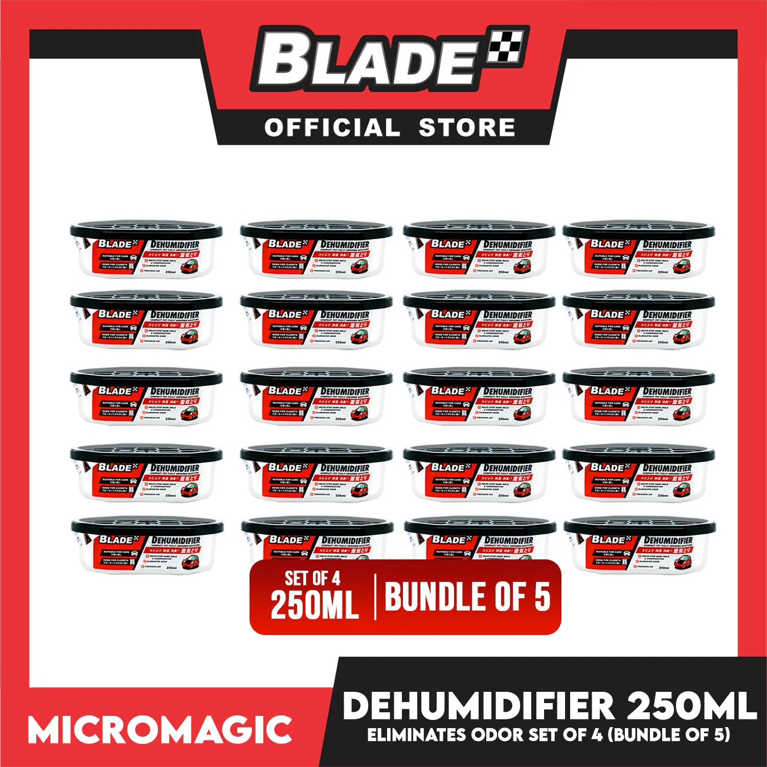 20pcs Blade Dehumidifier 250ml -Eliminates Musty Odor, Suitable for your car & closets