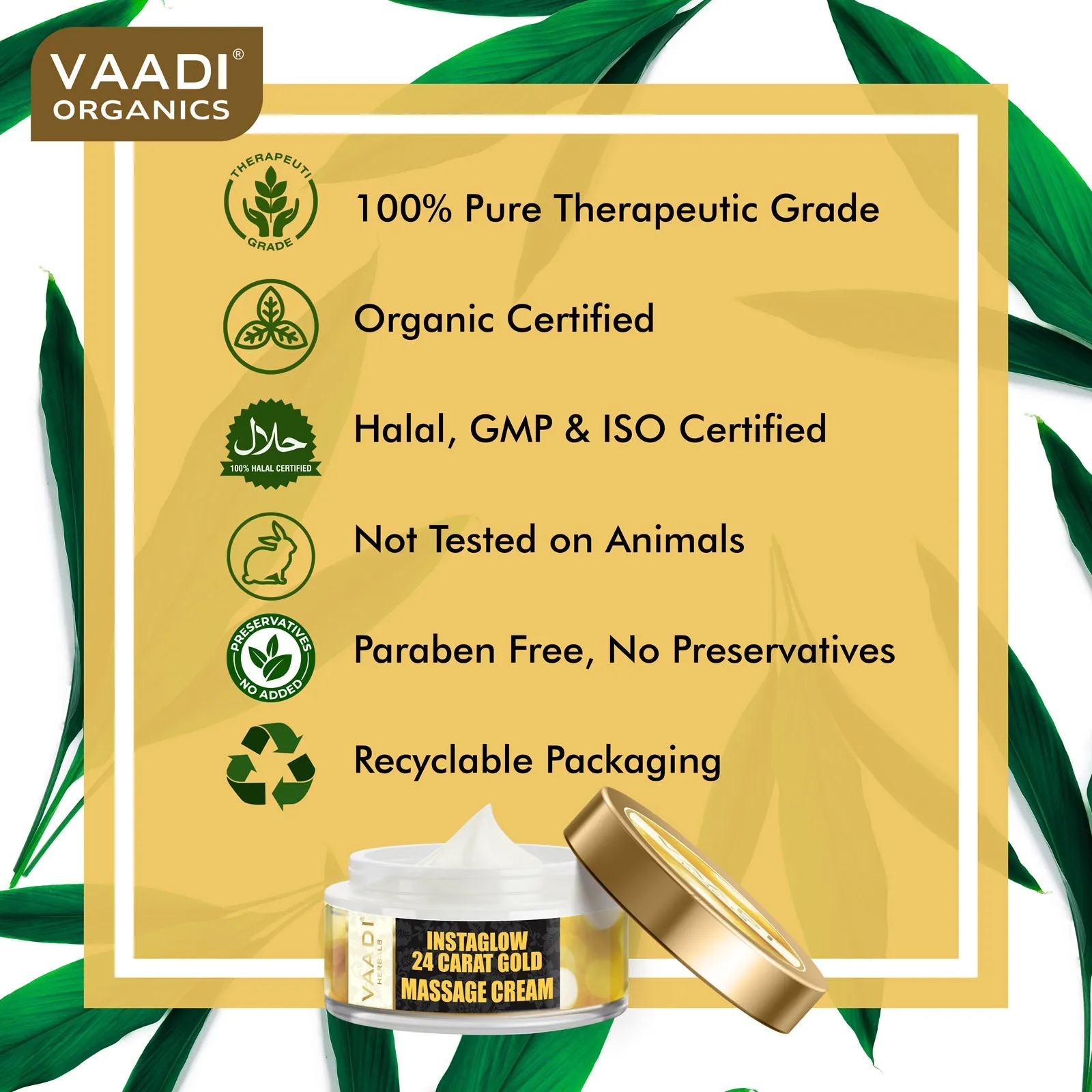 24 Carat Gold Massage Cream - Kokum Butter & Wheatgerm Oil (50 gms)