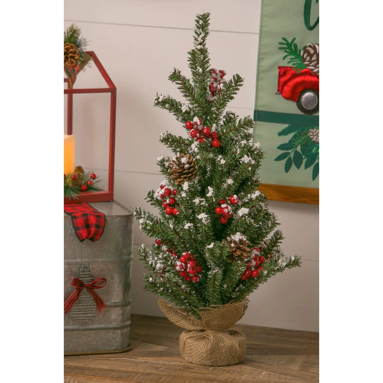 24'' Snow and Berry Covered Tree Table Décor,8flp131