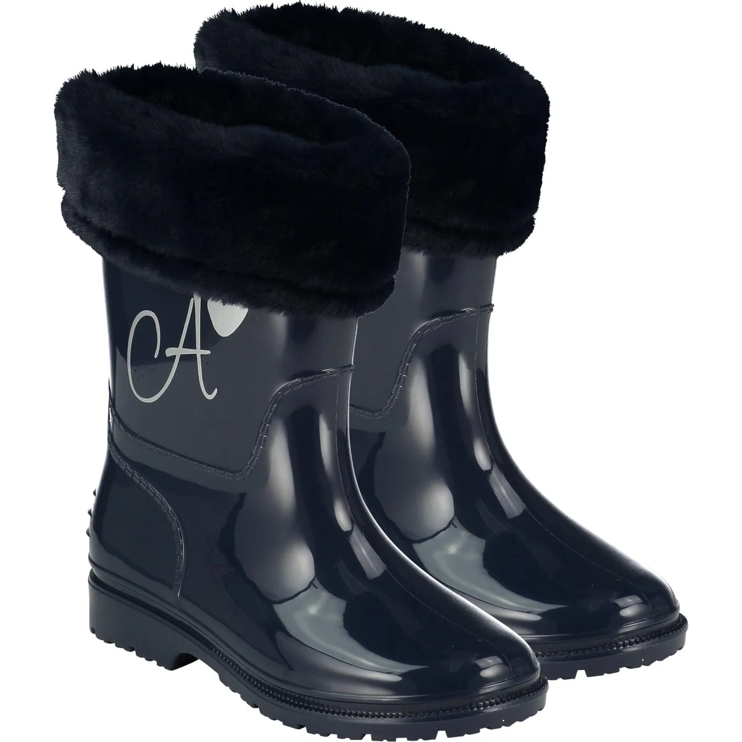 A DEE - Splash Fur Logo Wellie - Blue Navy