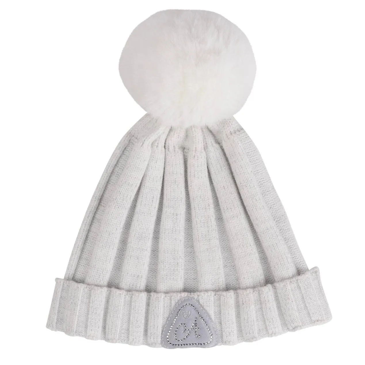 ADee PAOLA Snow White Knitted Lurex Pom Pom Hat W241908