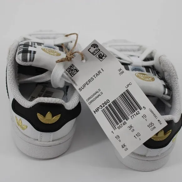 Adidas Superstar Athletic Shoe Baby Size 4K in White/Black NEW