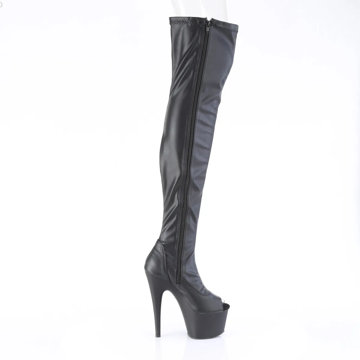ADORE-3011  Black Stretch Faux Leather/Black Matte