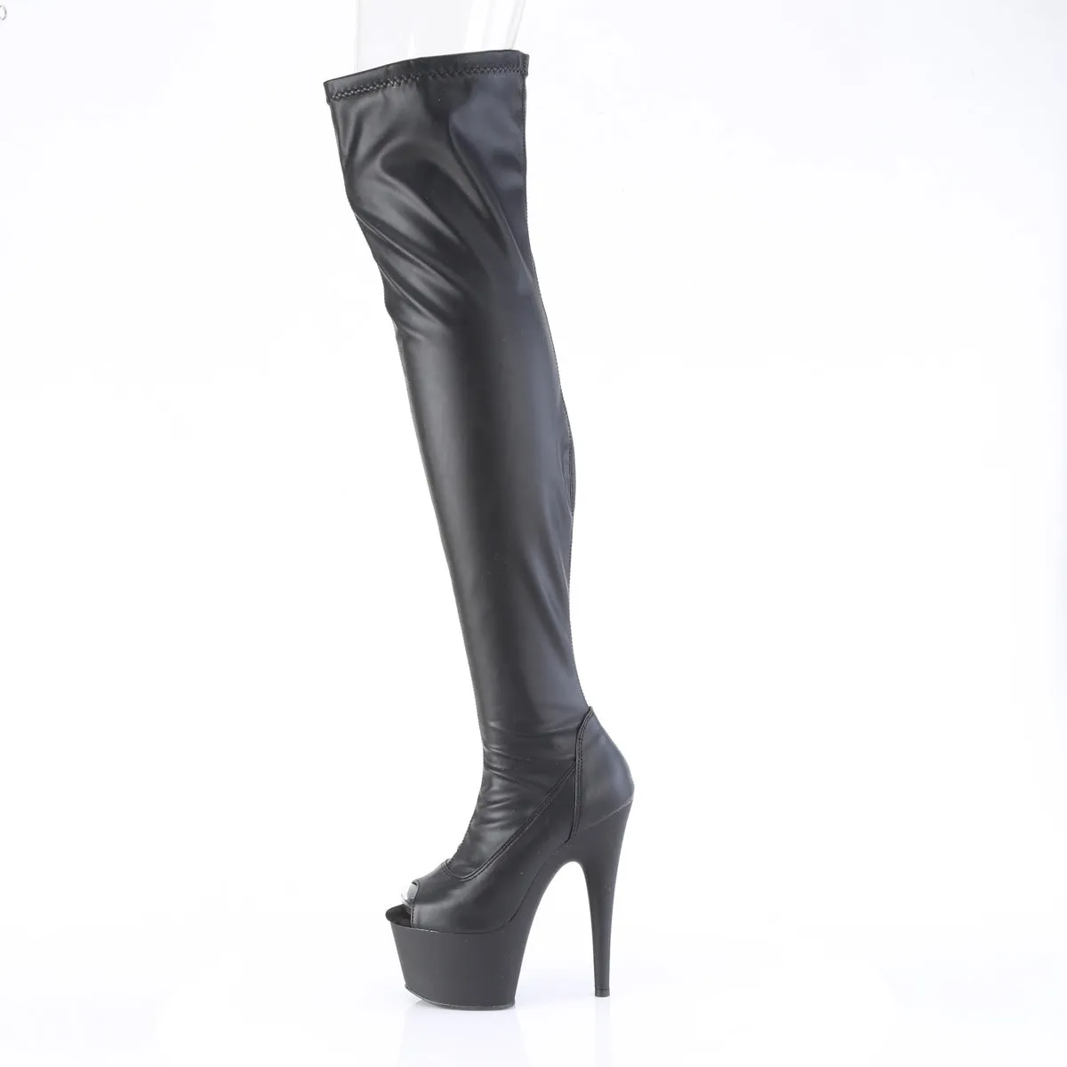 ADORE-3011  Black Stretch Faux Leather/Black Matte