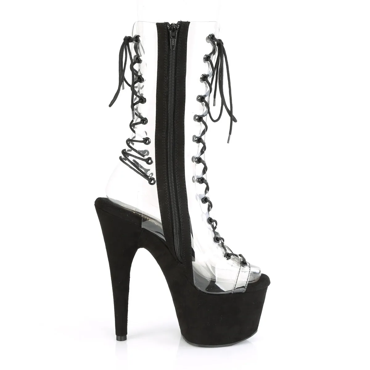 ADORE-700-60FS  Clear/Black Faux Suede
