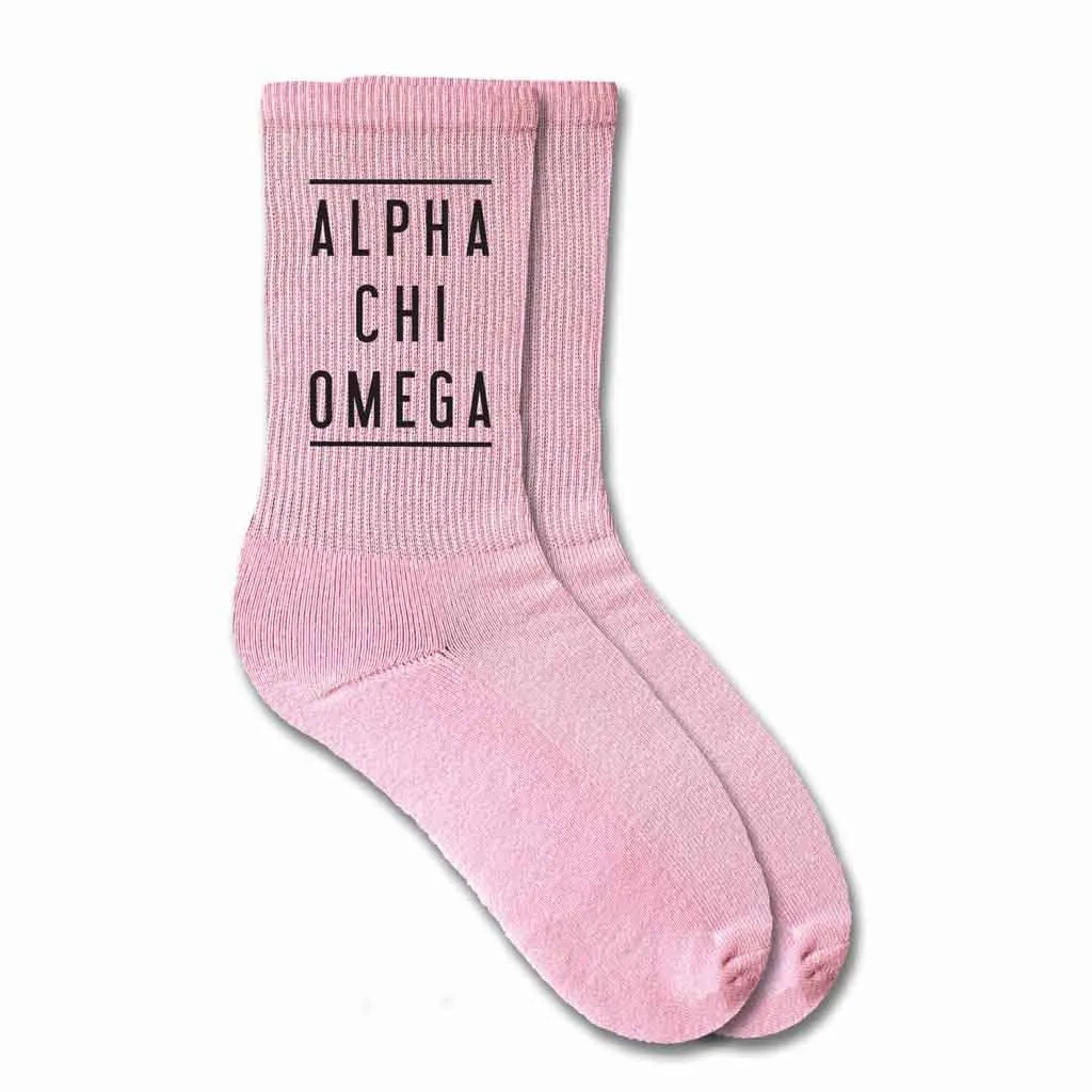 Alpha Chi Omega Sorority Crew Socks