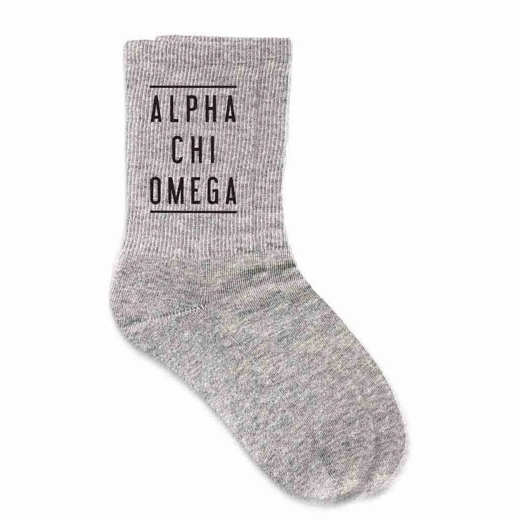 Alpha Chi Omega Sorority Crew Socks