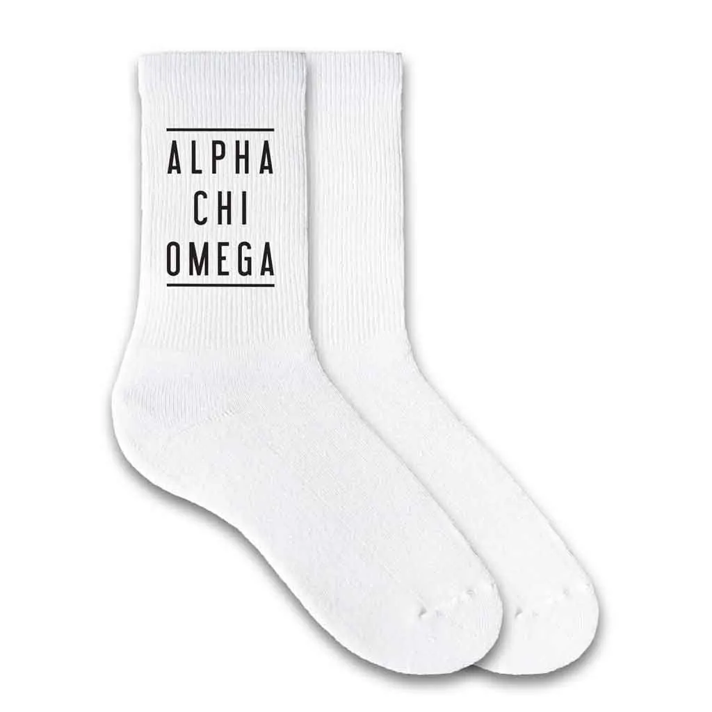 Alpha Chi Omega Sorority Crew Socks