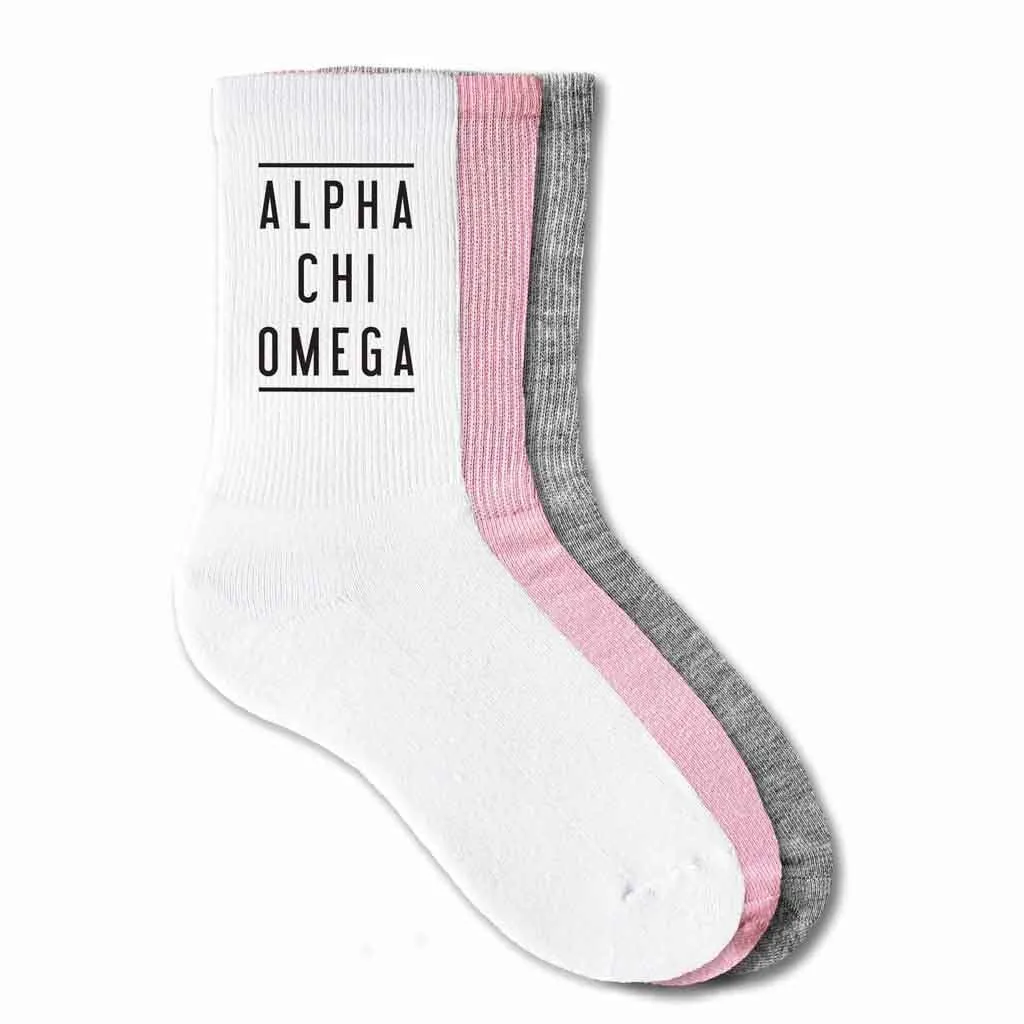 Alpha Chi Omega Sorority Crew Socks