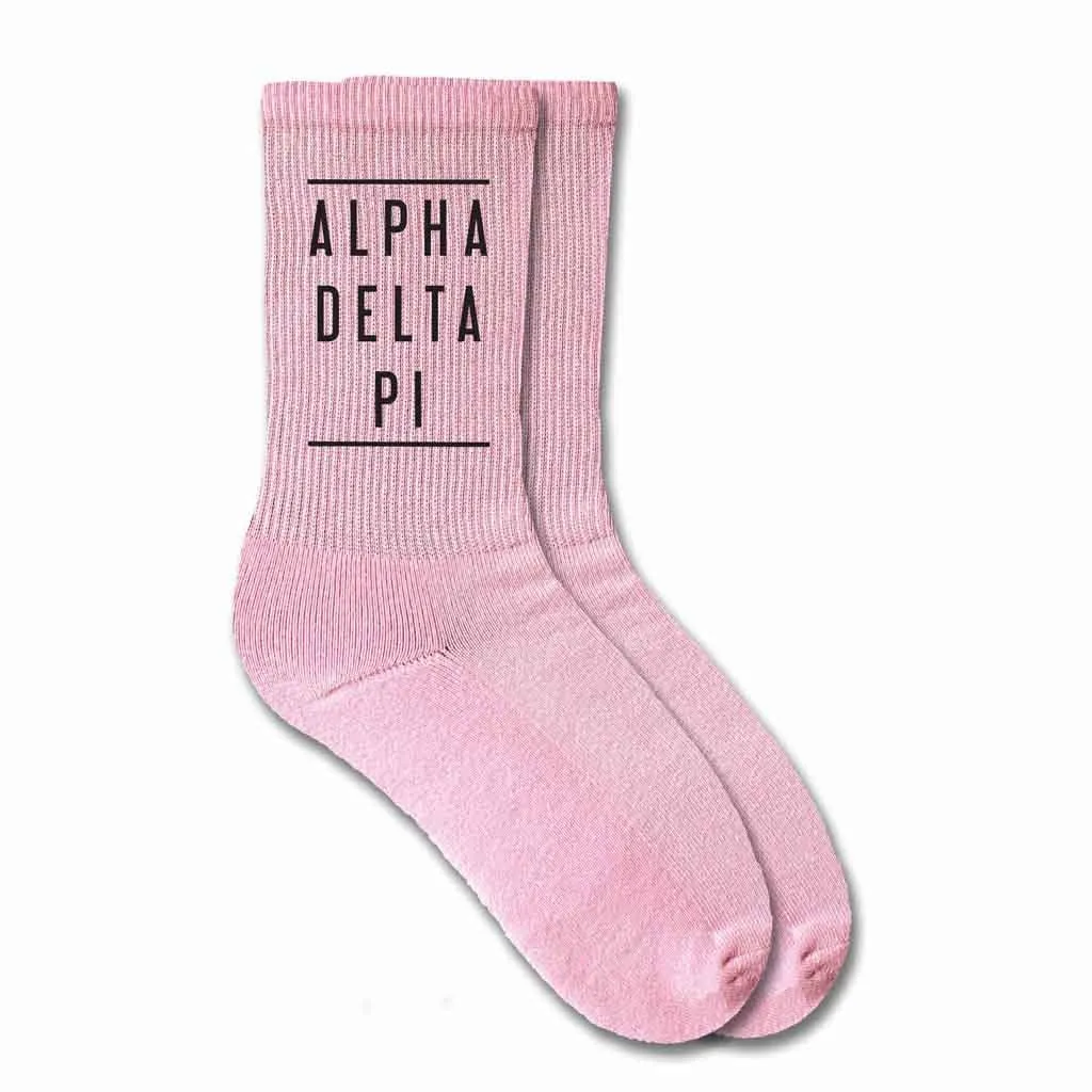 Alpha Delta Pi Sorority Crew Socks