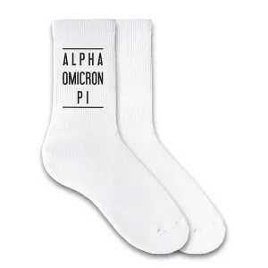 Alpha Omicron Pi Sorority Crew Socks