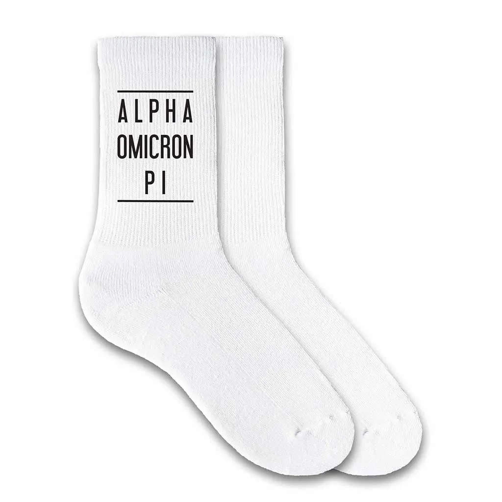 Alpha Omicron Pi Sorority Crew Socks
