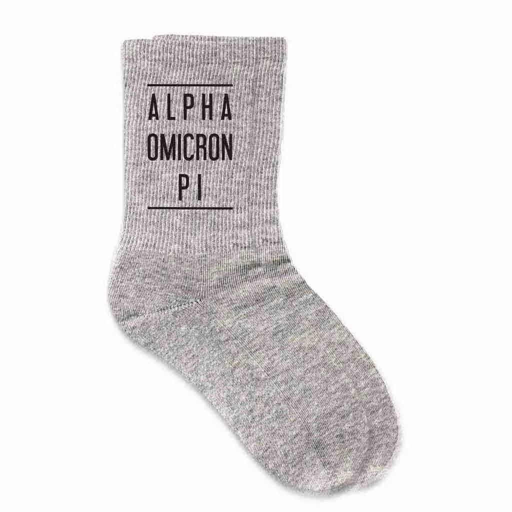 Alpha Omicron Pi Sorority Crew Socks