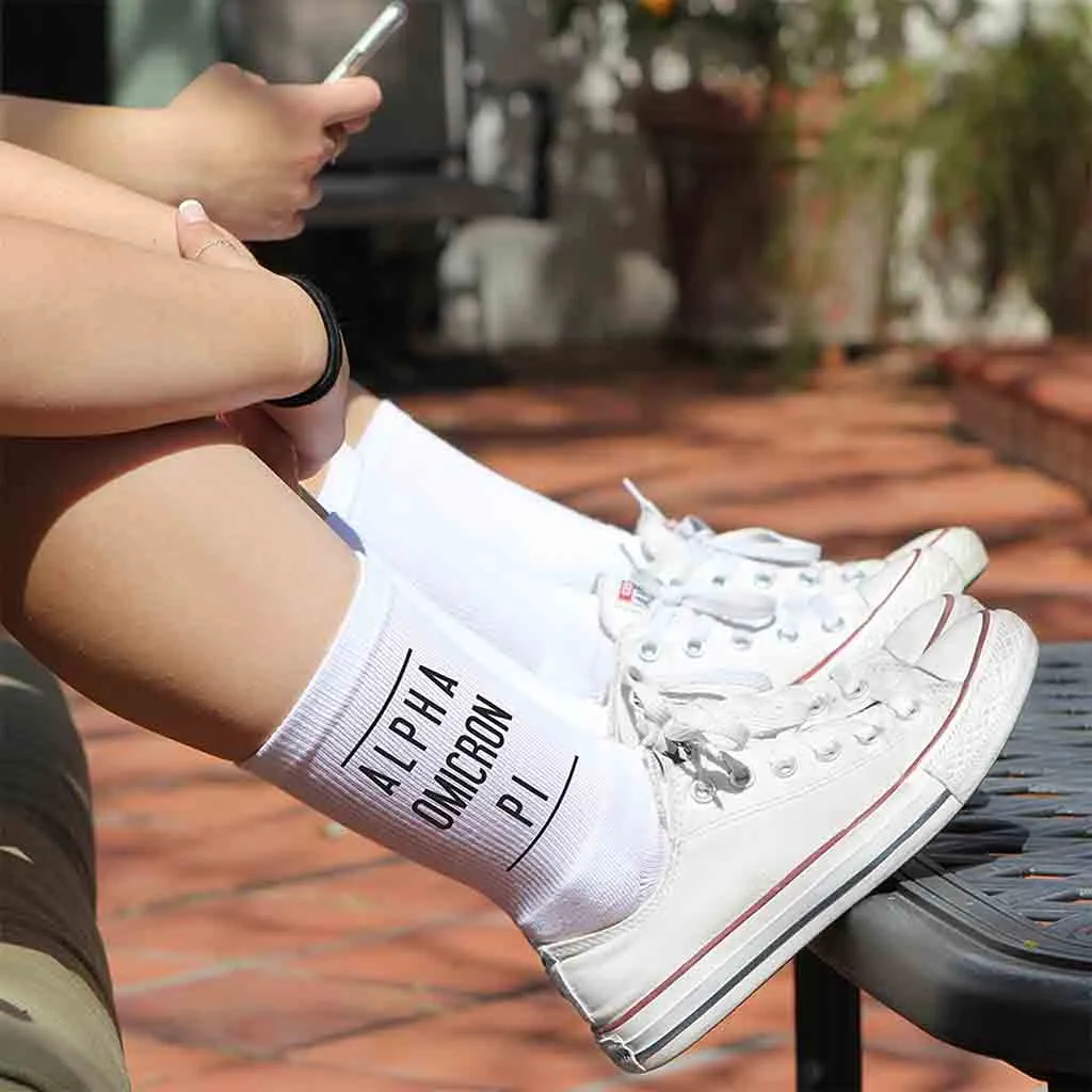 Alpha Omicron Pi Sorority Crew Socks