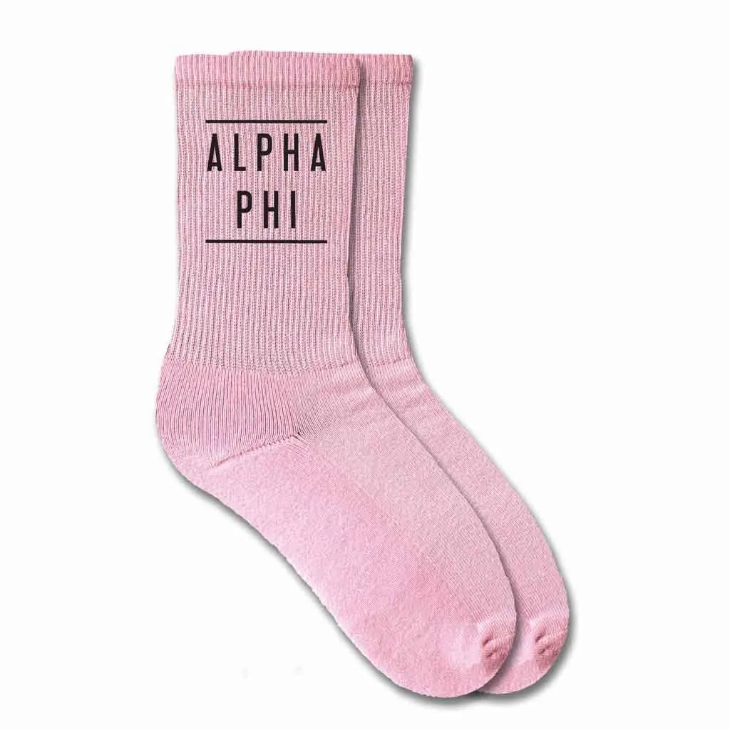 Alpha Phi Sorority Crew Socks