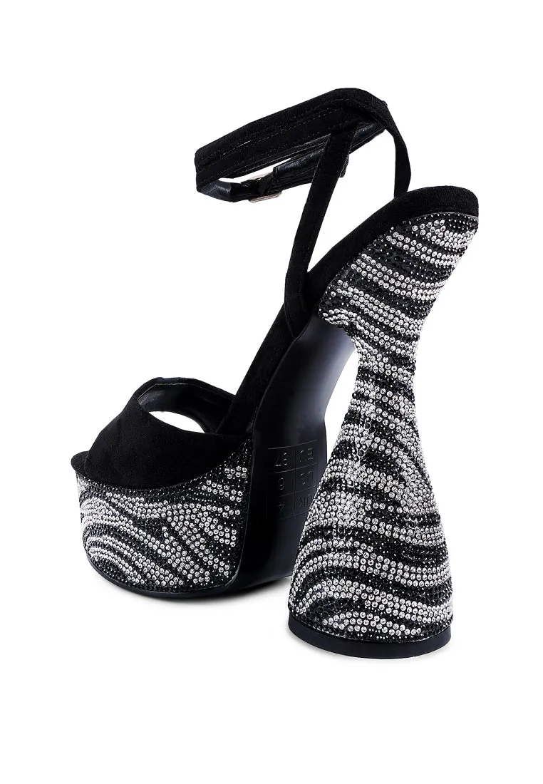 Backstage Rhinestone Embellished Ultra High Platform Sandals