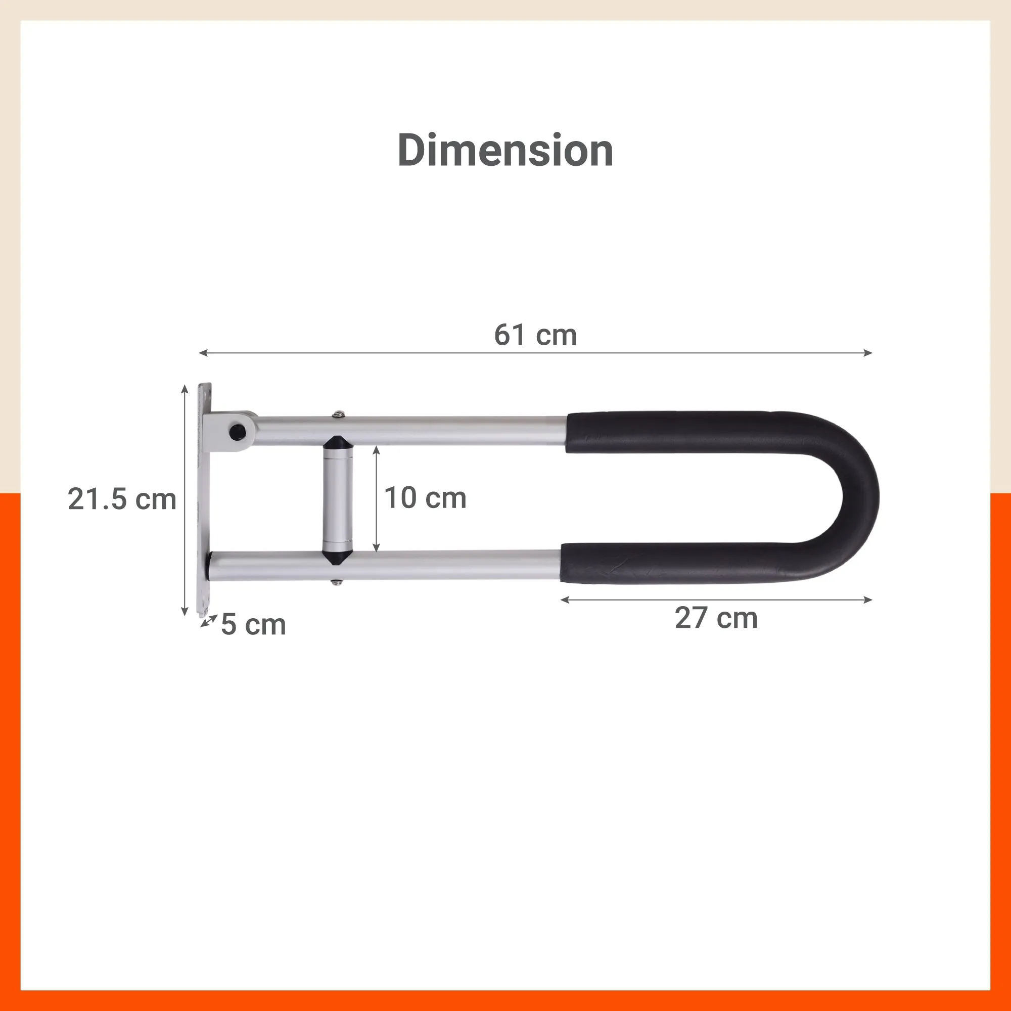 Bathla Wall Mounted Flip up Aluminum Grab Bar - Bathroom Safety Bar