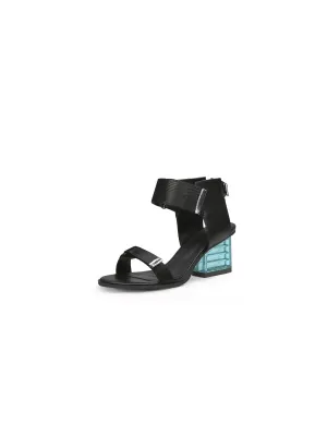 Black Party Heel Leather Sandal