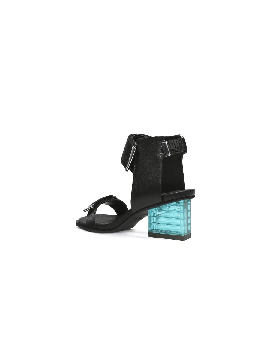Black Party Heel Leather Sandal