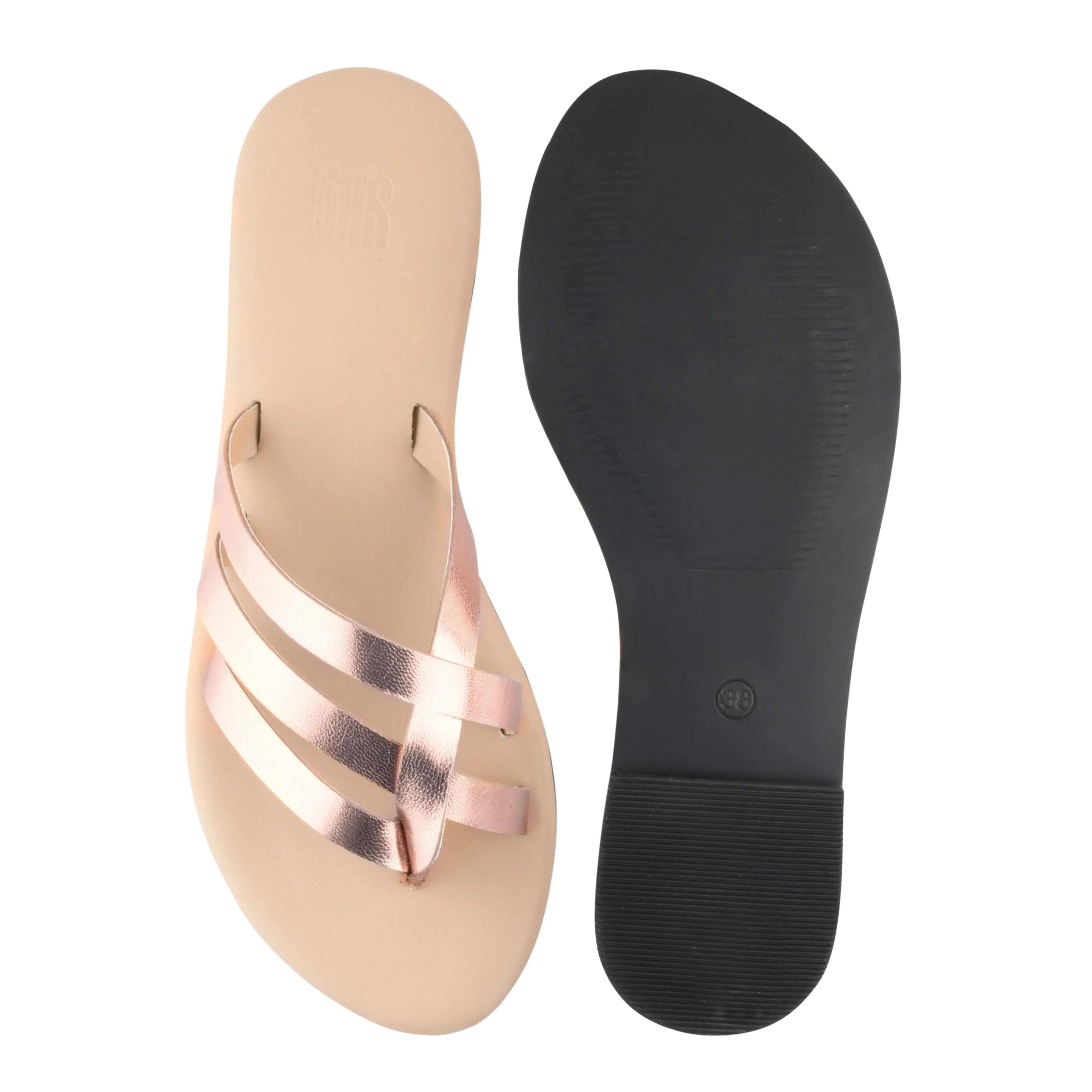 Capri Rose Gold Flat Sandals For Women