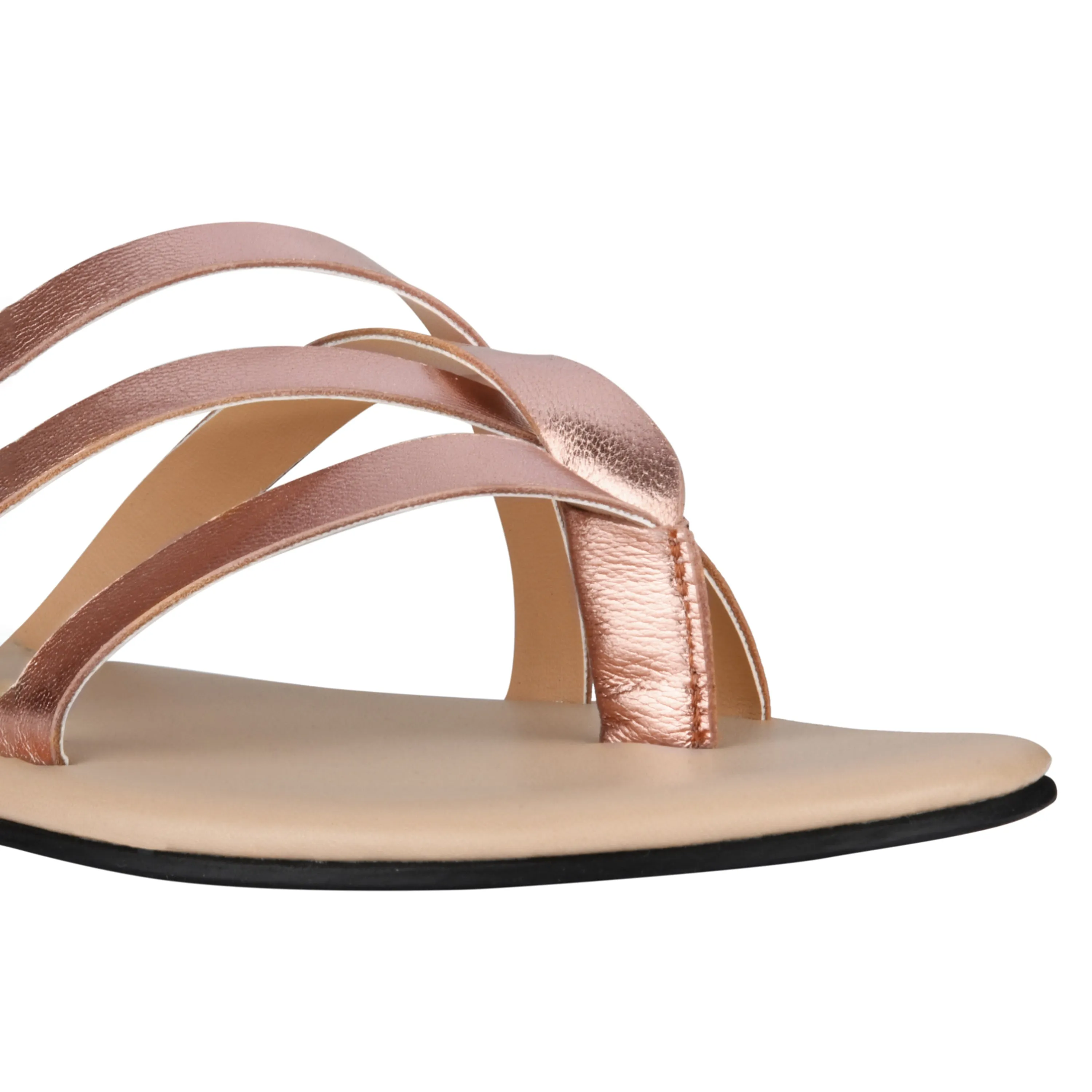 Capri Rose Gold Flat Sandals For Women