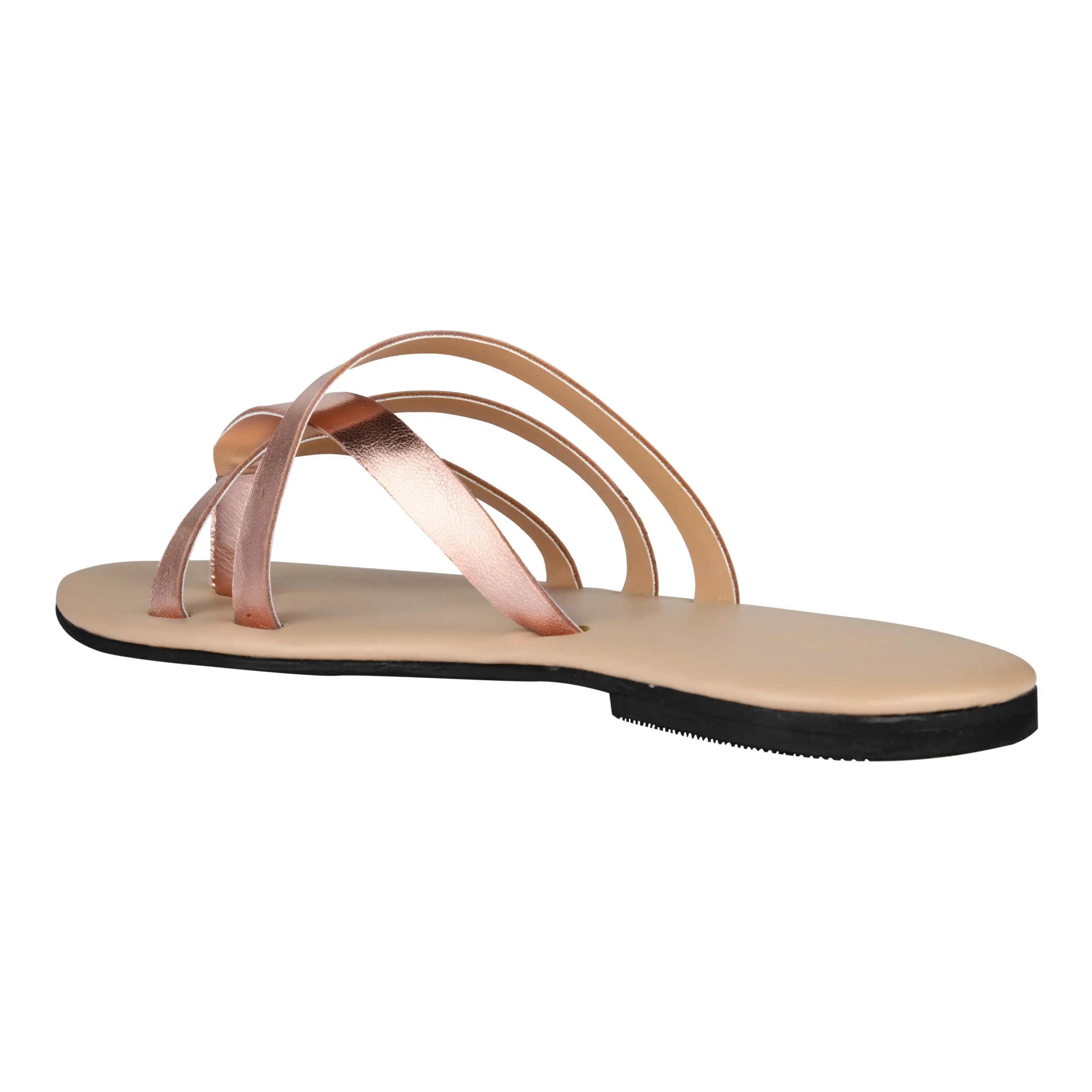 Capri Rose Gold Flat Sandals For Women