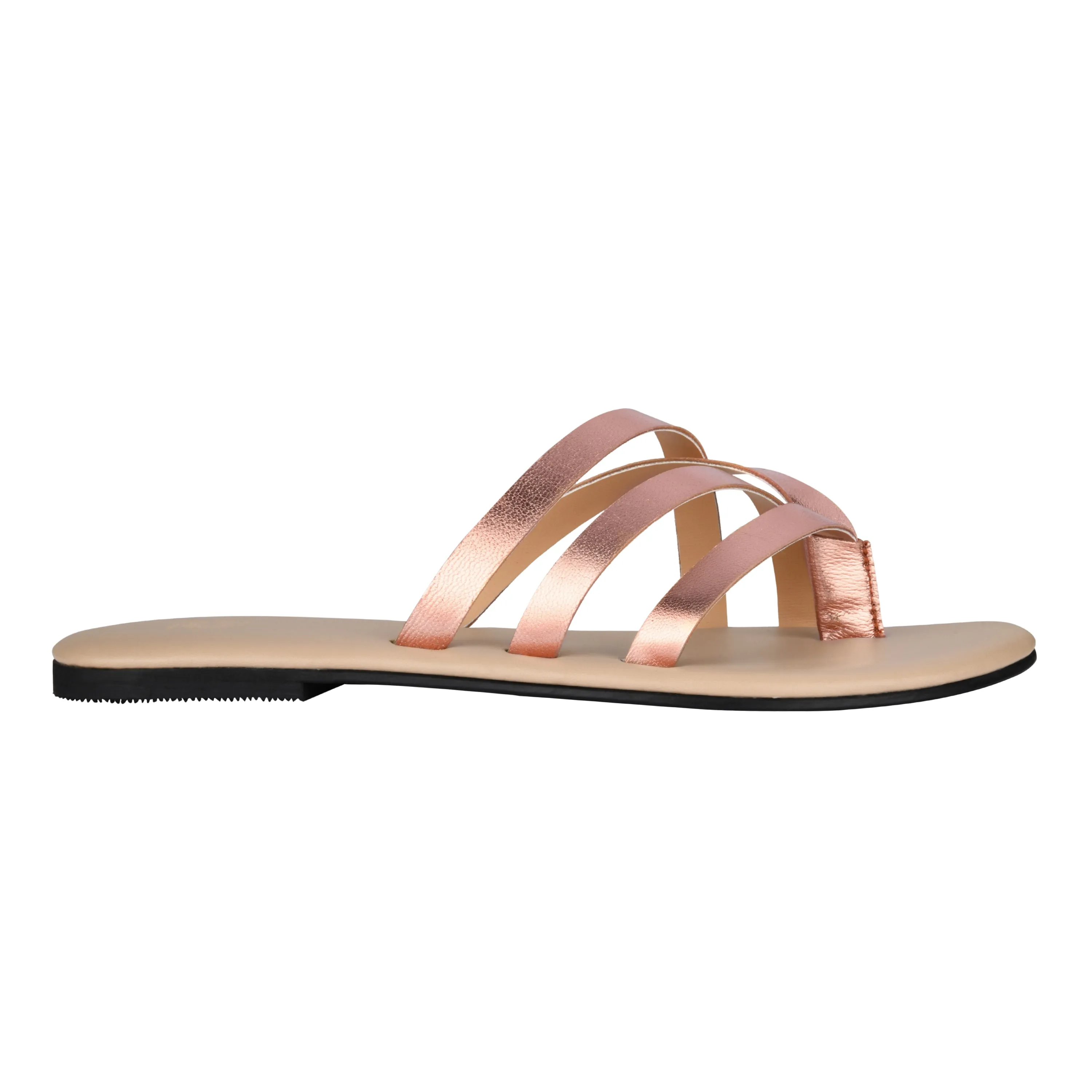 Capri Rose Gold Flat Sandals For Women