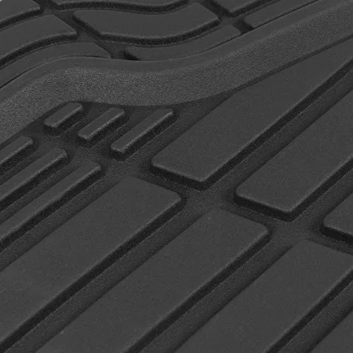 Caterpillar CAT (3-Piece) Deep Dish Heavy Duty Odorless Rubber Floor Mats, Total Protection Durable Trim to Fit Liners for Car Truck SUV & Van, All Weather, 01-Black (CAMT-1003-BK)