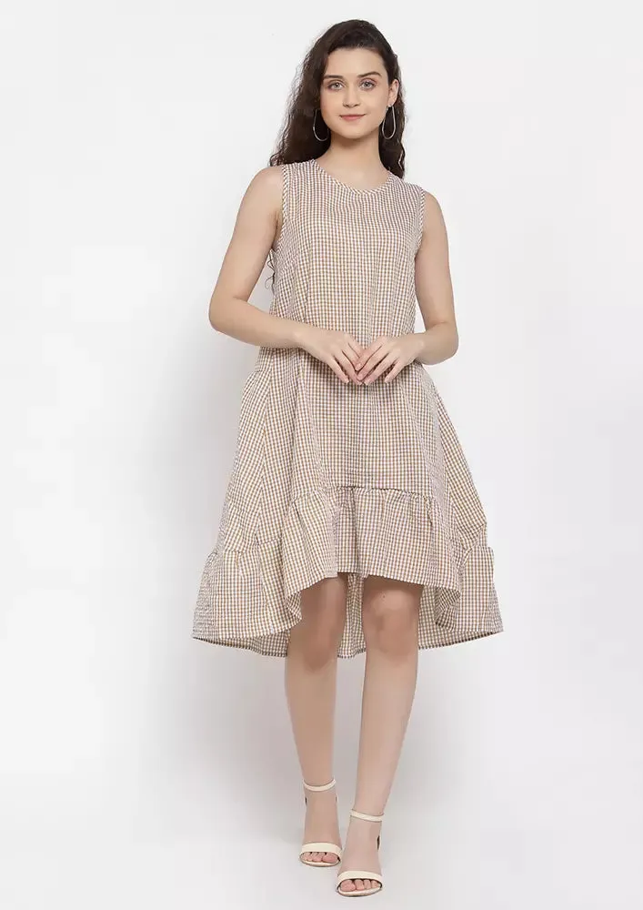 Checked Frill Hem Dress