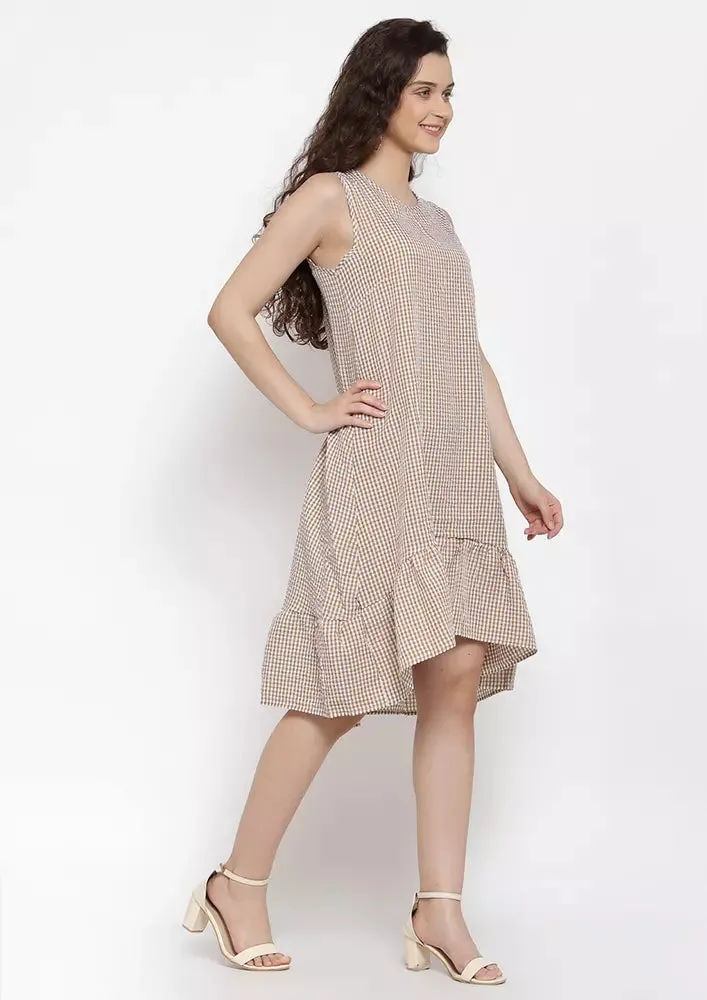 Checked Frill Hem Dress