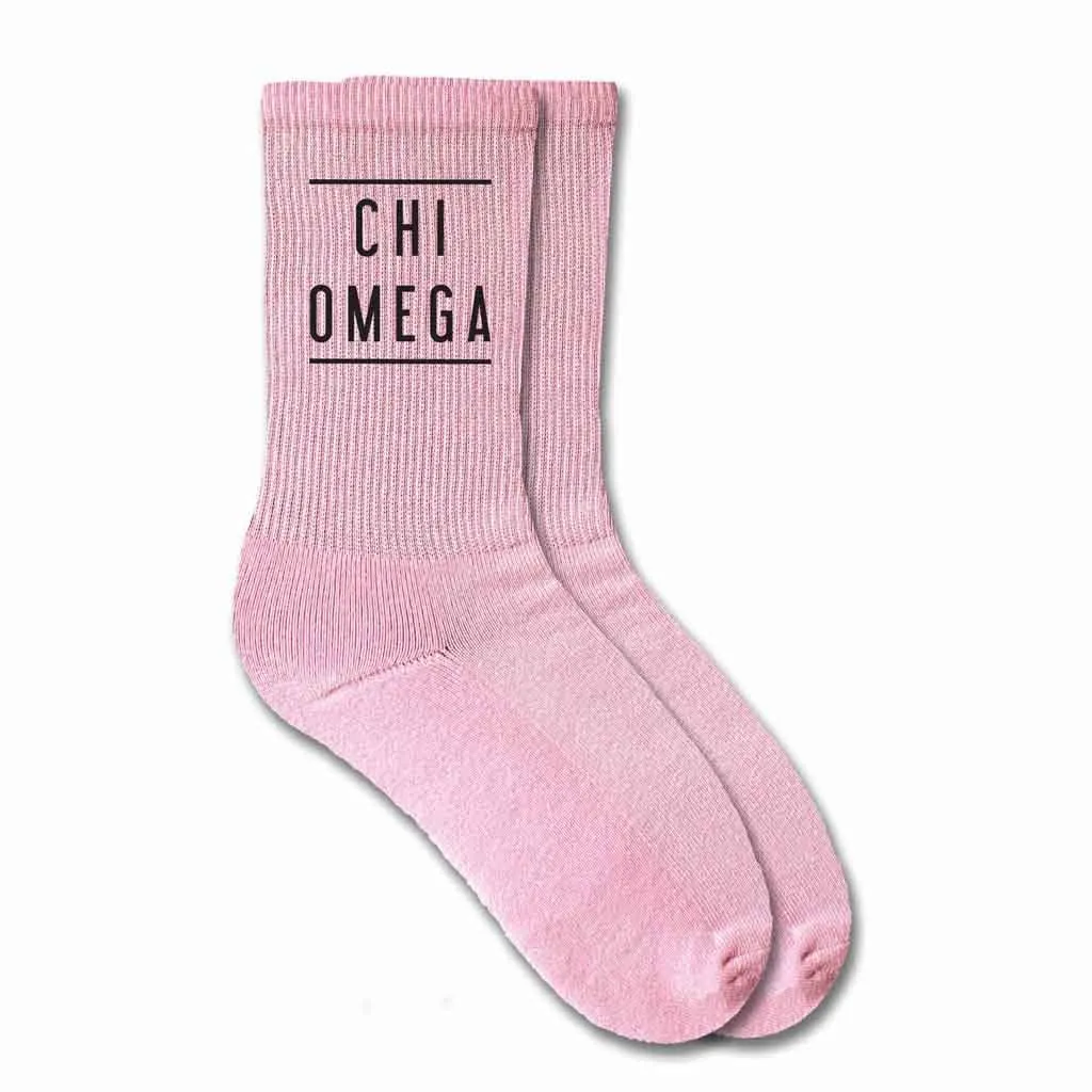 Chi Omega Sorority Crew Socks