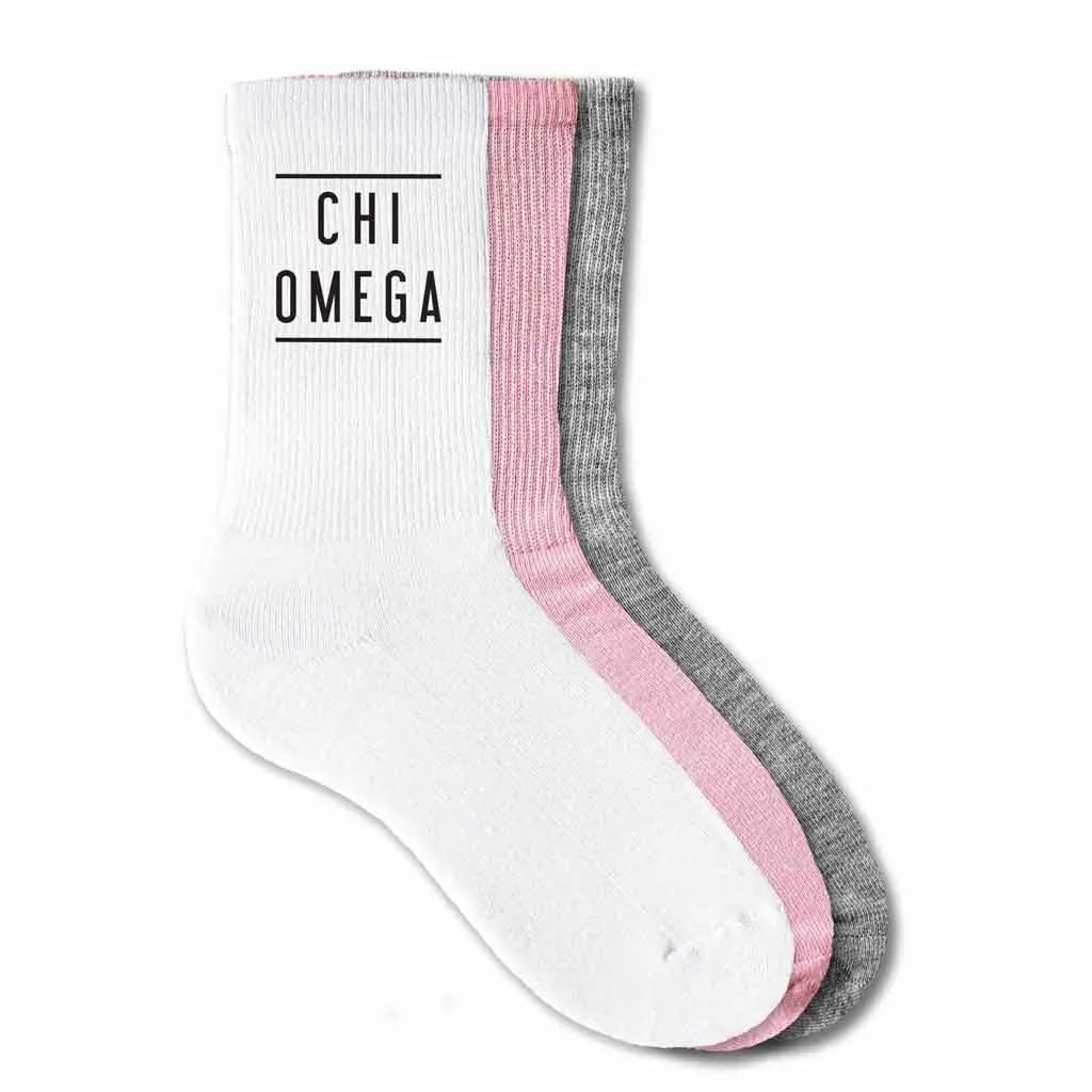 Chi Omega Sorority Crew Socks