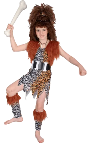 Child Cavegirl and Wig Costume