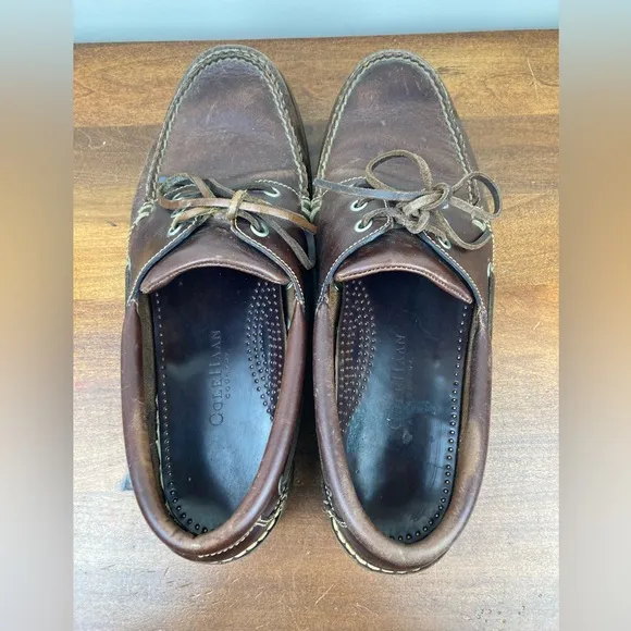 Cole Haan Country Brown Leather Hand Sewn Boat Deck Camp Shoe Men’s Size 10D.