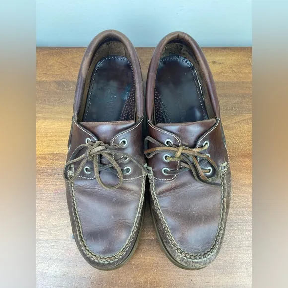 Cole Haan Country Brown Leather Hand Sewn Boat Deck Camp Shoe Men’s Size 10D.