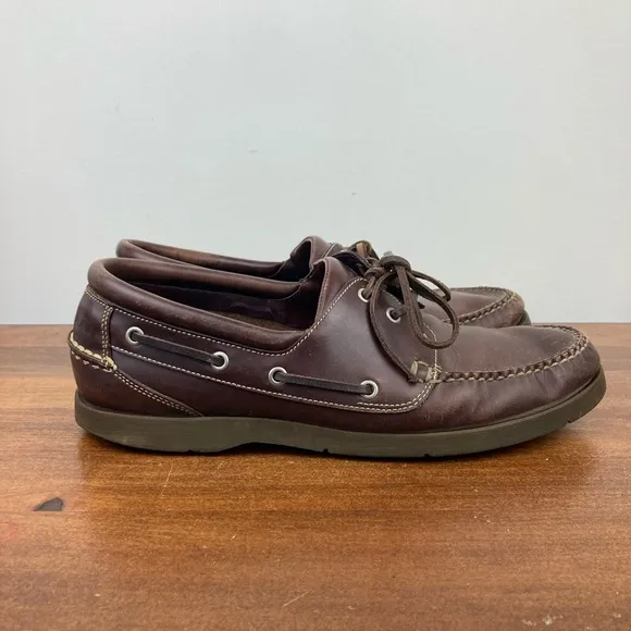 Cole Haan Country Brown Leather Hand Sewn Boat Deck Camp Shoe Men’s Size 10D.