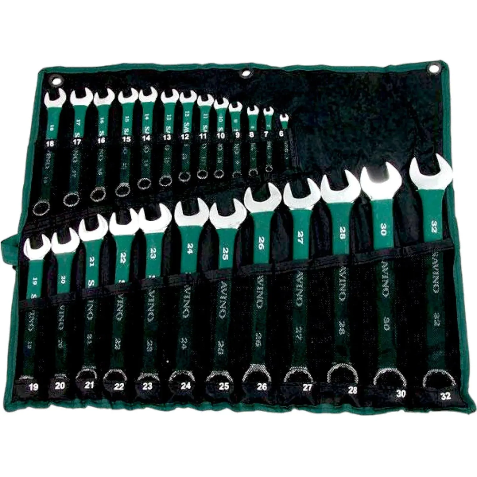 Combination Spanner Metric Set Soft Grip 6-32mm Open Ring   Roll 25pc