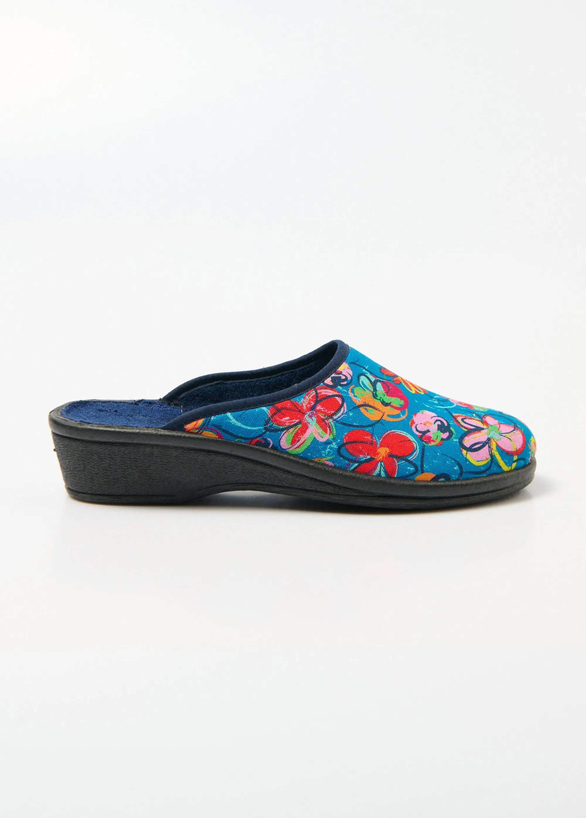 Comfort width floral mule slippers
