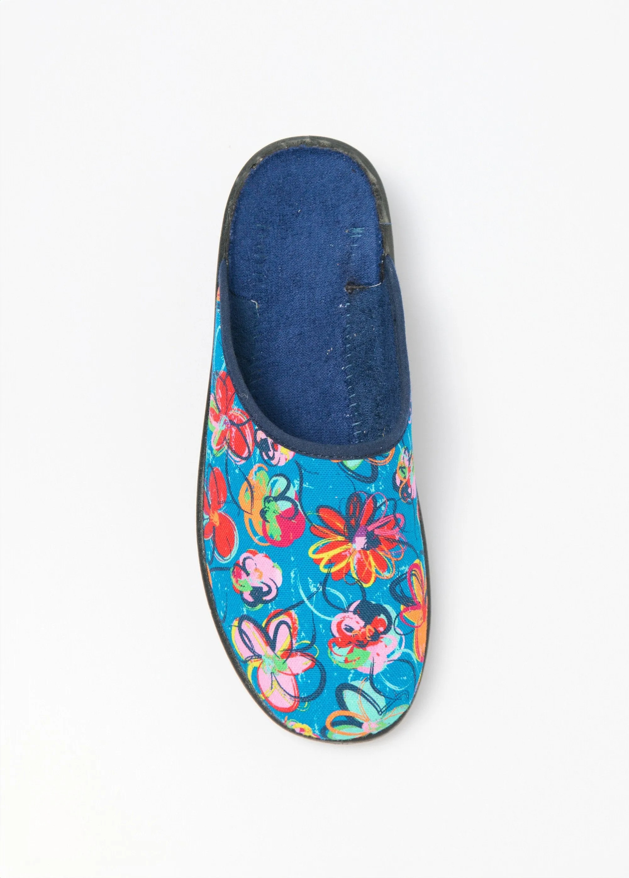 Comfort width floral mule slippers