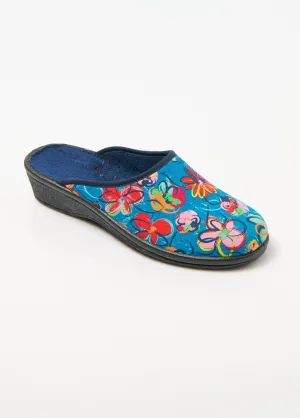 Comfort width floral mule slippers