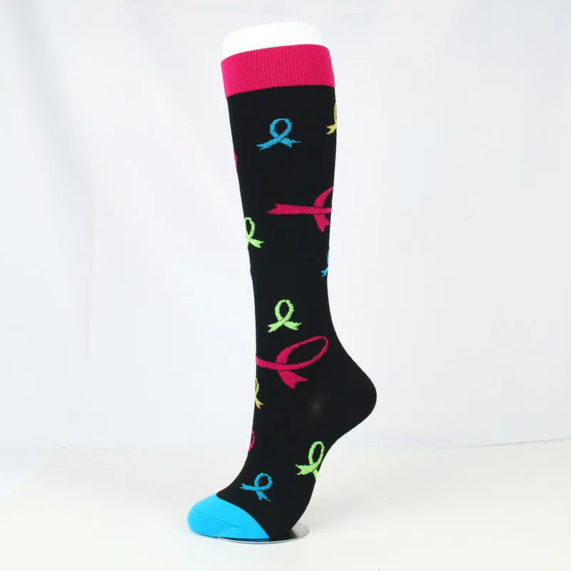 Compression Socks ( 1 pair 15-20 mm Hg for Women & Men Graduated Supports Fashion Novelty Design Stocking