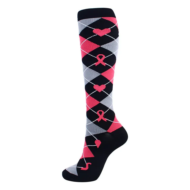Compression Socks ( 1 pair 15-20 mm Hg for Women & Men Graduated Supports Fashion Novelty Design Stocking