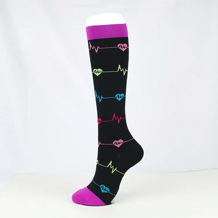 Compression Socks ( 1 pair 15-20 mm Hg for Women & Men Graduated Supports Fashion Novelty Design Stocking