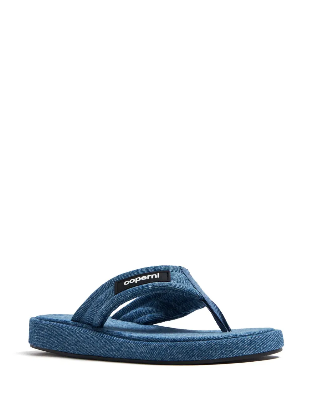 Coperni logo-appliqué denim flip-flops