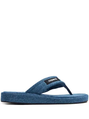 Coperni logo-appliqué denim flip-flops