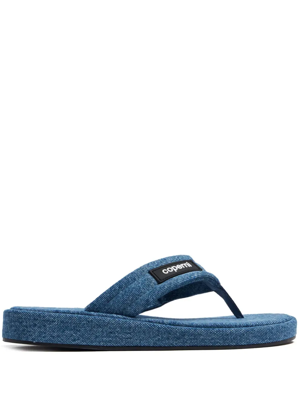 Coperni logo-appliqué denim flip-flops