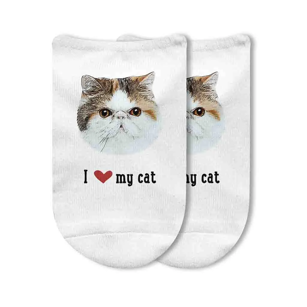 Custom I Love My Cat Photo Socks
