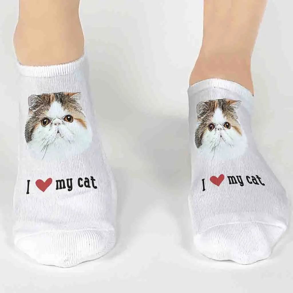 Custom I Love My Cat Photo Socks